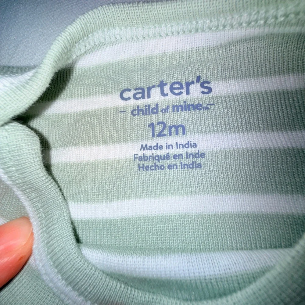 Carter's Child of Mine 3pc Outfit‎ Set 12M Green White NEW Stripes Duck Print